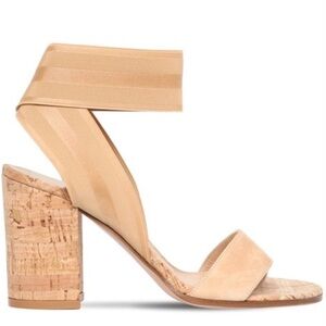 Gianvito Rossi suede and elastic block heels in tan cork
